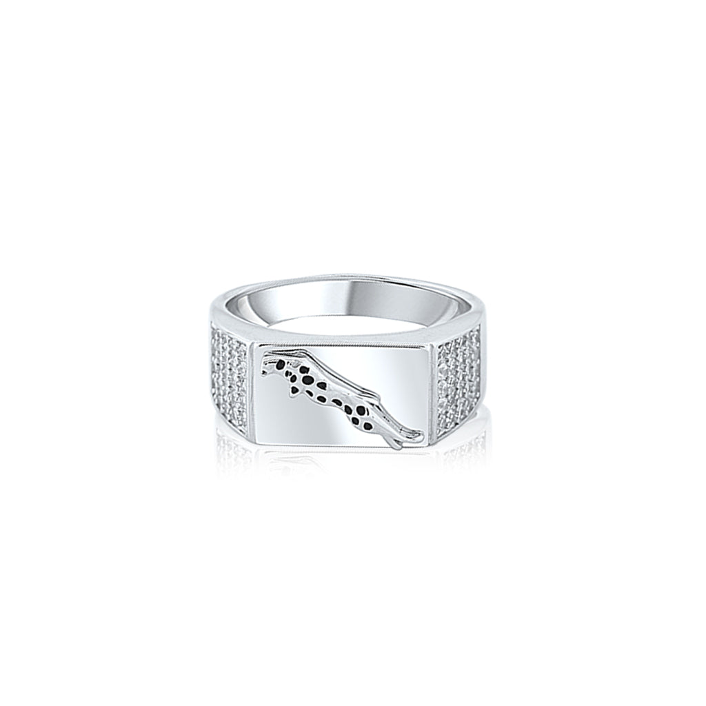 Silver Black Jaguar Ring For Him