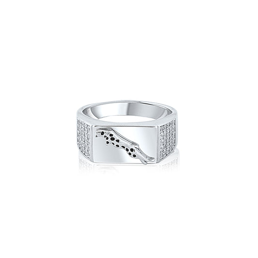 Silver Black Jaguar Ring For Him