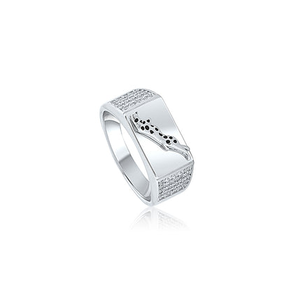Silver Black Jaguar Ring For Him