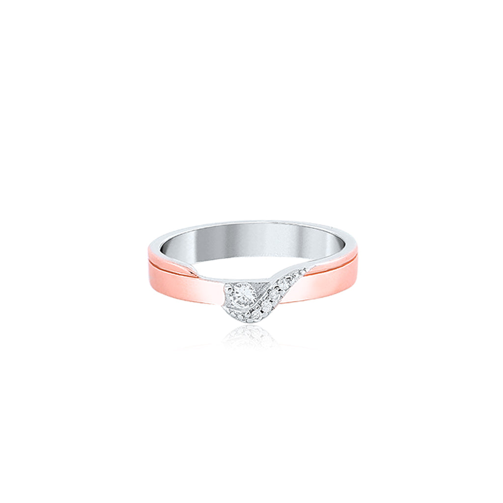 Rose Gold Modern Twist Solitaire Couple Ring