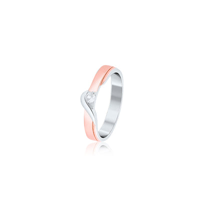 Rose Gold Modern Twist Solitaire Couple Ring