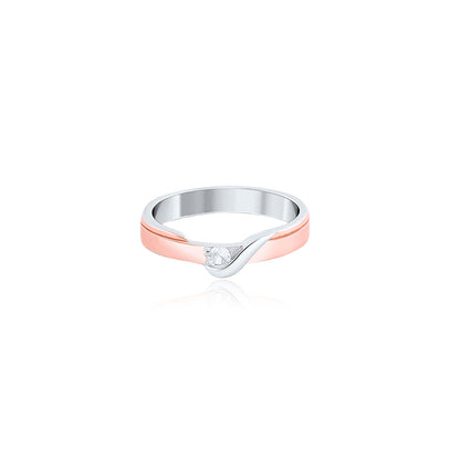 Rose Gold Modern Twist Solitaire Couple Ring