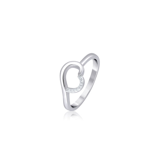 Silver Starlit Heart Ring