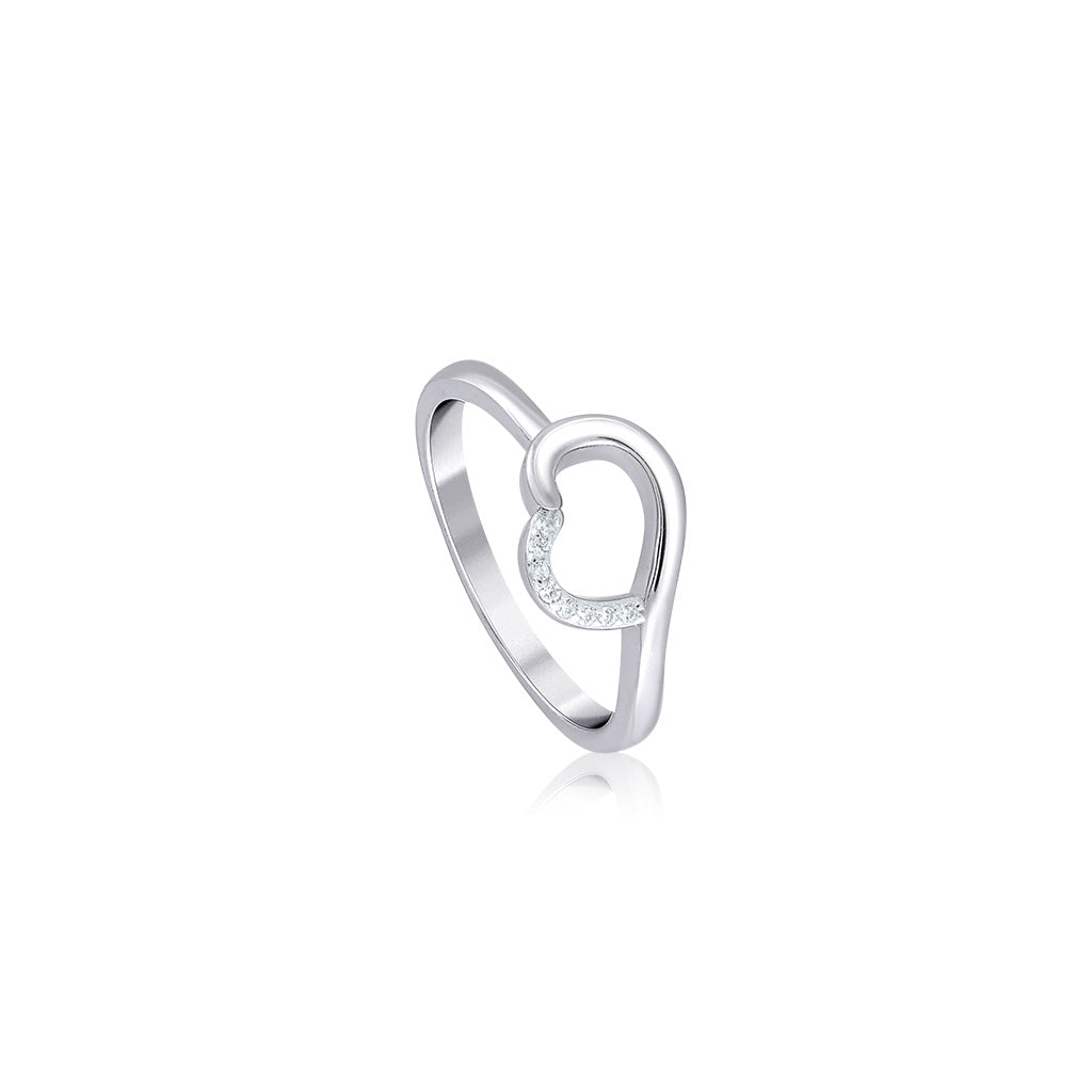 Silver Starlit Heart Ring