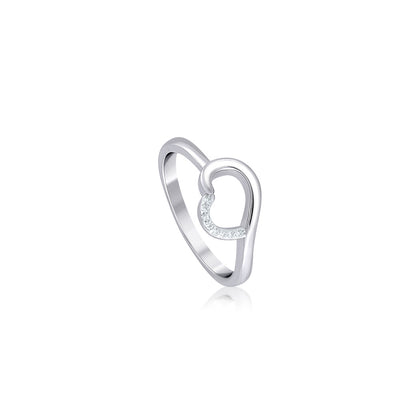 Silver Starlit Heart Ring