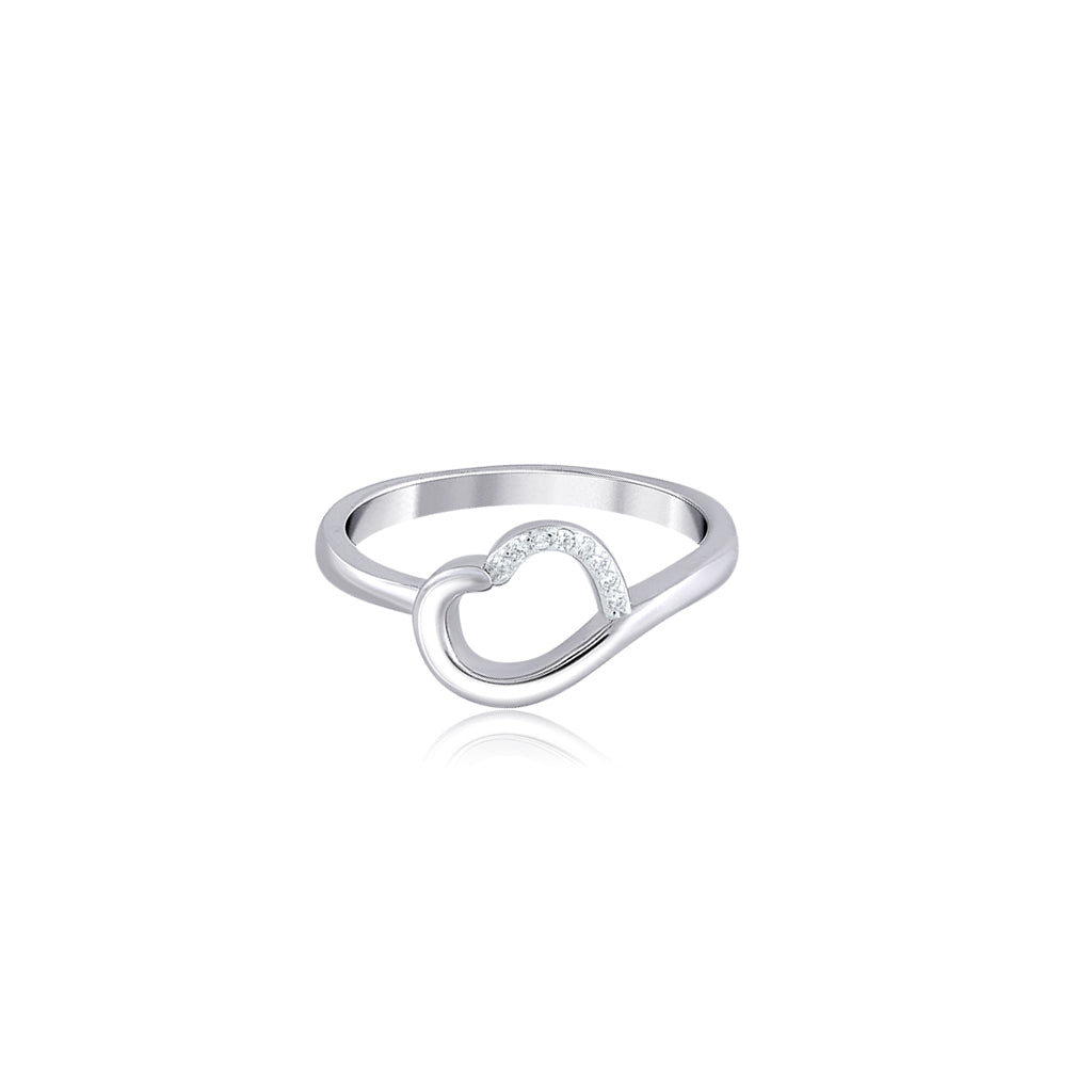 Silver Starlit Heart Ring