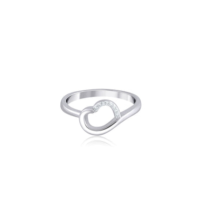 Silver Starlit Heart Ring