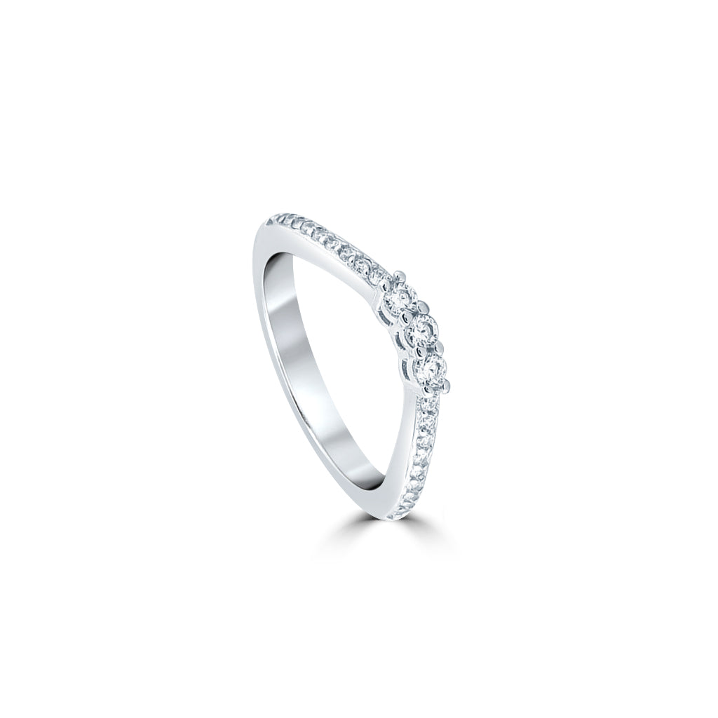 Silver Threefold Sparkle Ring