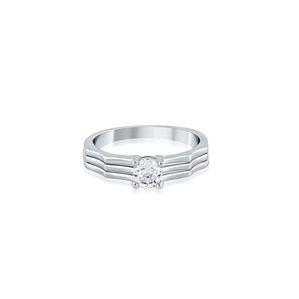 Silver Three Layered Solitaire Ring