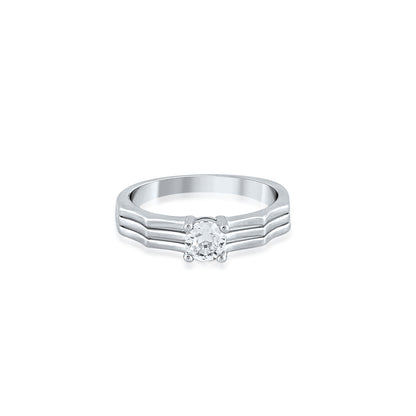 Silver Three Layered Solitaire Ring