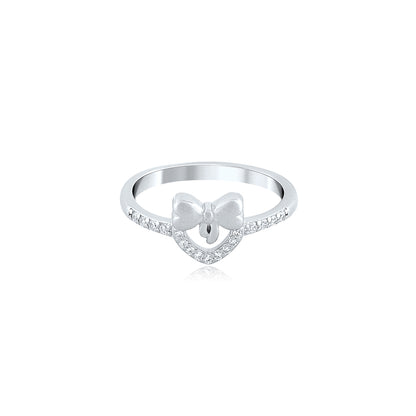 Silver Ribbon Hearted Ring