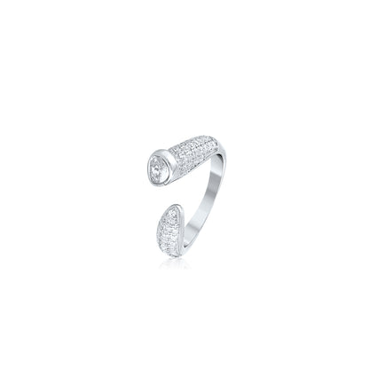 Silver Sparkling Crescent Ring