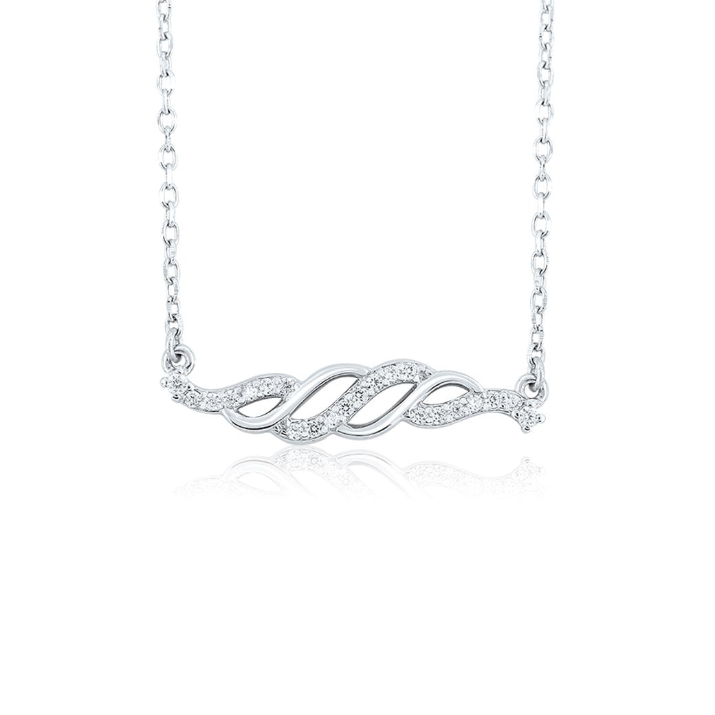 Silver Elegantly Tangled Pendant with Link chain