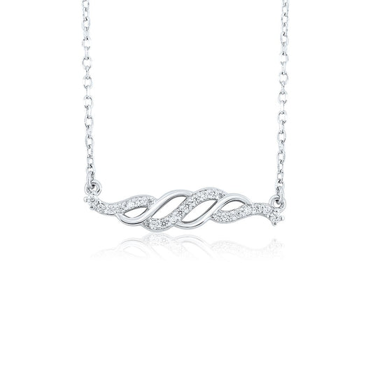 Silver Elegantly Tangled Pendant with Link chain