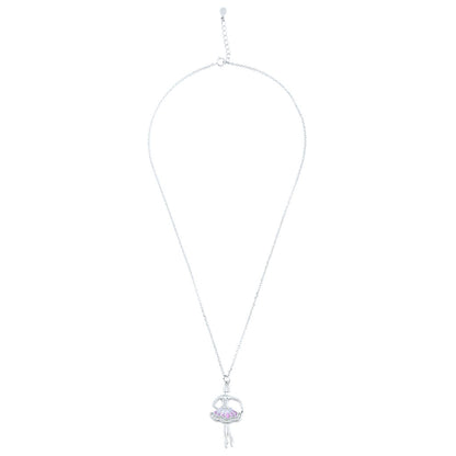 Silver Dancing Doll Pendant with Link Chain