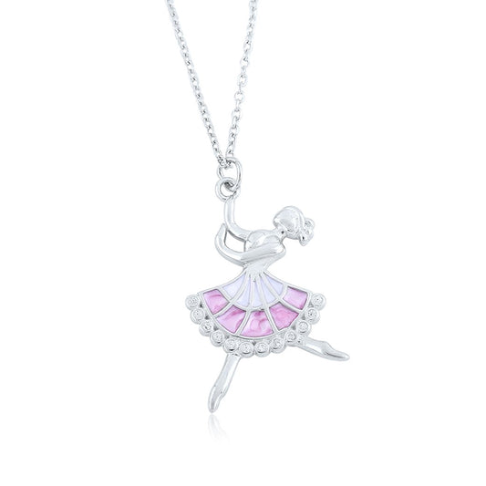 Silver Dancing Lady Pendant with Link chain