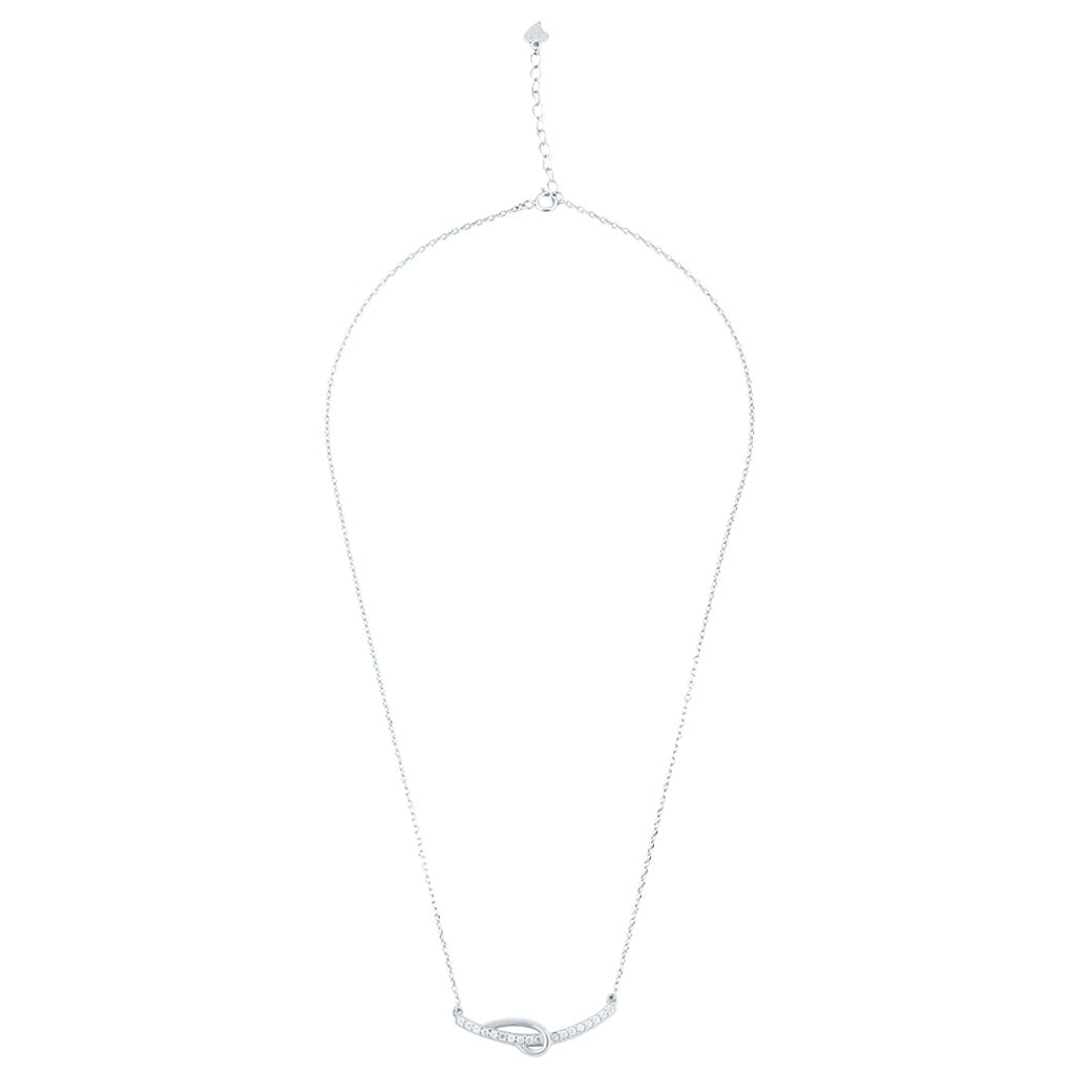 Silver Glittering Arc Pendant with Link chain