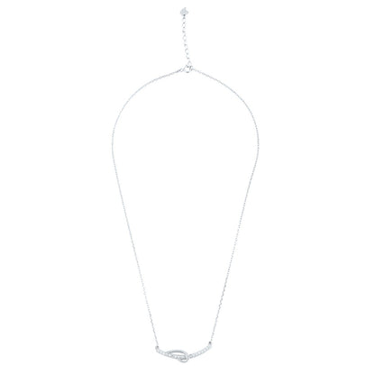 Silver Glittering Arc Pendant with Link chain
