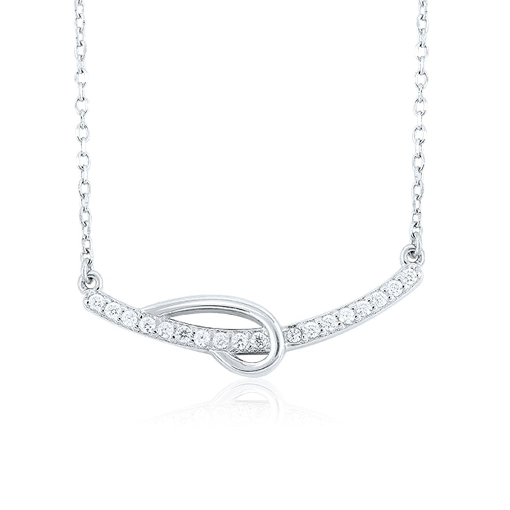 Silver Glittering Arc Pendant with Link chain