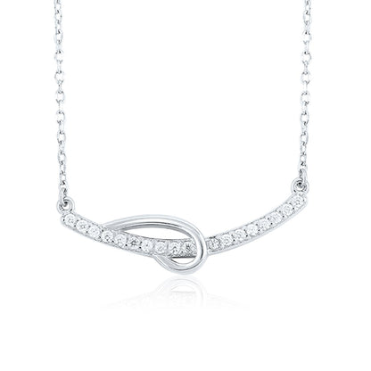 Silver Glittering Arc Pendant with Link chain