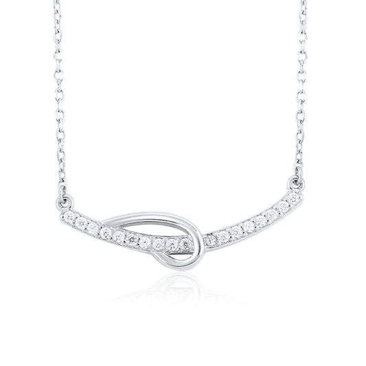 Silver Glittering Arc Pendant with Link chain
