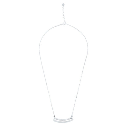 Silver Curved Elegance Pendant with Link chain