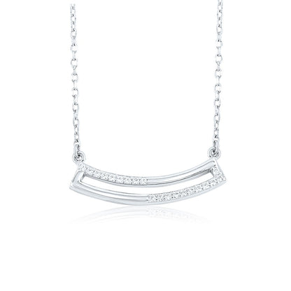 Silver Curved Elegance Pendant with Link chain