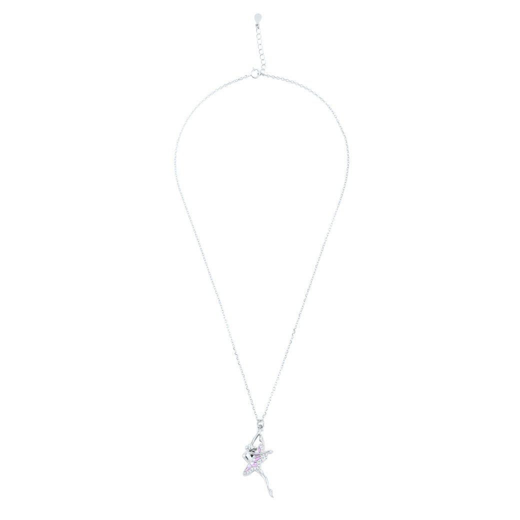 Silver Dancing Ballerina Pendant with Link chain