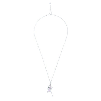 Silver Dancing Ballerina Pendant with Link chain