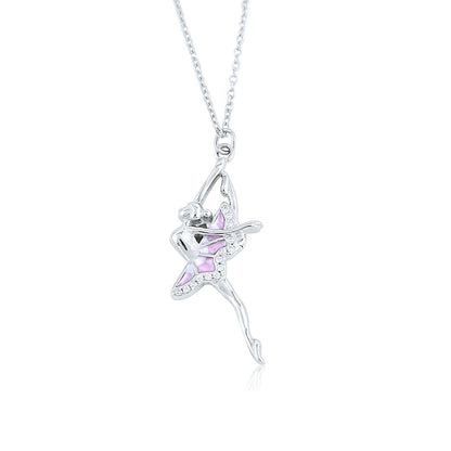 Silver Dancing Ballerina Pendant with Link chain