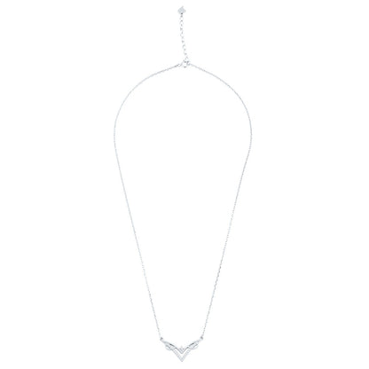 Silver V-Shaped Sparkle Pendant with Link chain