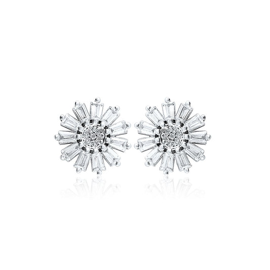 Silver Blooming Flower Earring