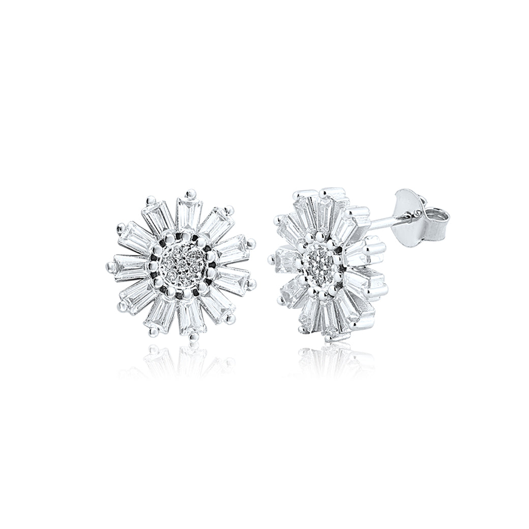Silver Blooming Flower Earring