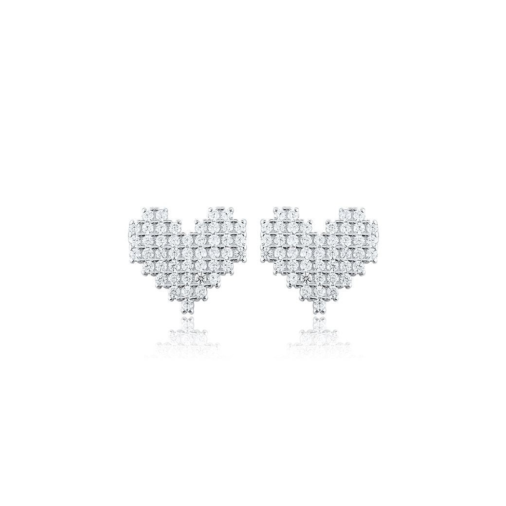 Silver Reversible Heart and Pearl Earring
