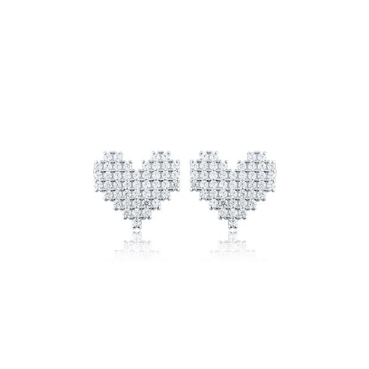 Silver Reversible Heart and Pearl Earring
