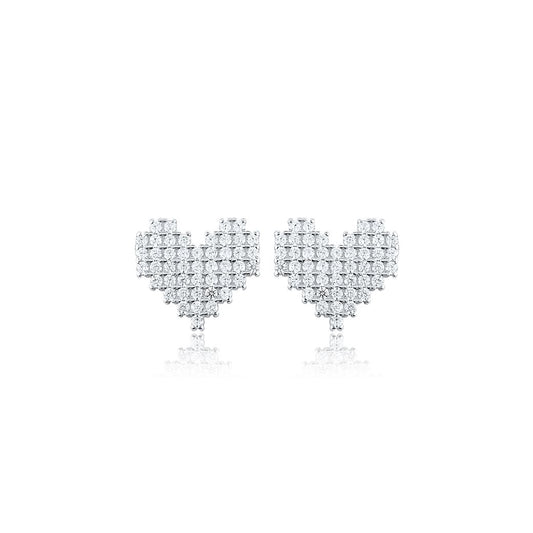 Silver Reversible Heart and Pearl Earring