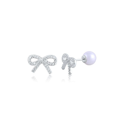 Silver Sterling Bow Elegance Earring