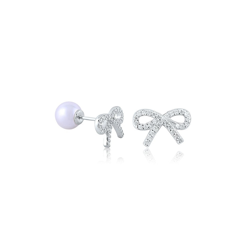 Silver Sterling Bow Elegance Earring