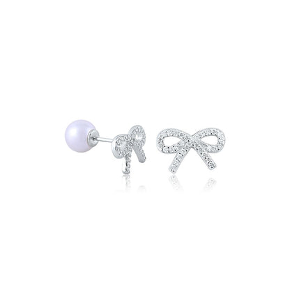 Silver Sterling Bow Elegance Earring