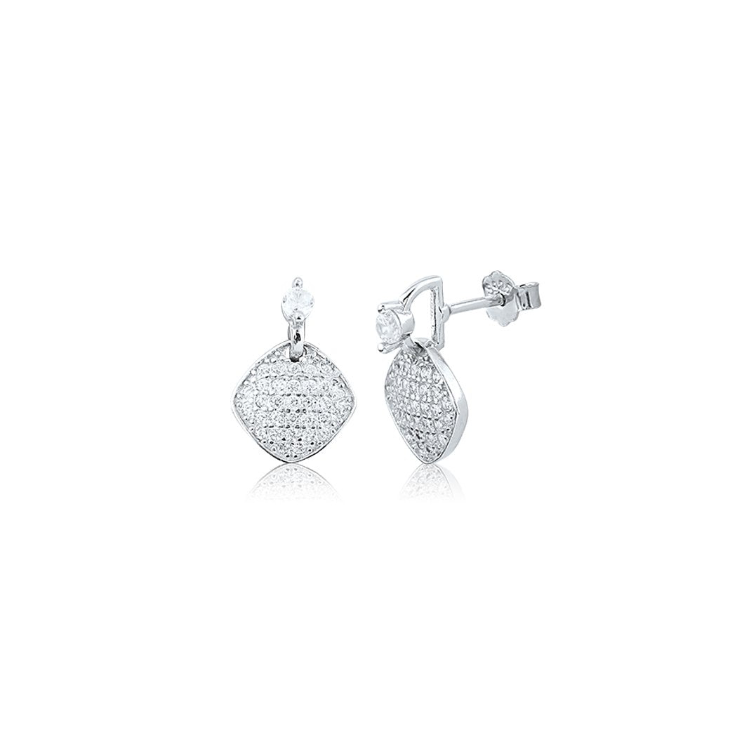 Silver Square Prism Studs