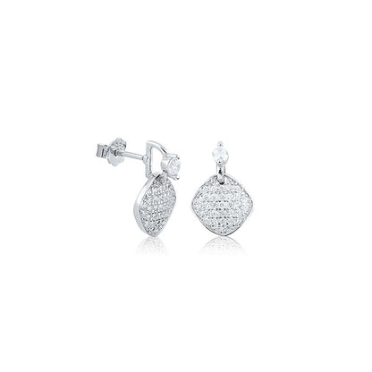 Silver Square Prism Studs