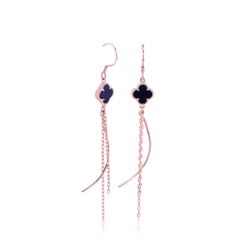 Rose Gold Floral Crescent Earrings