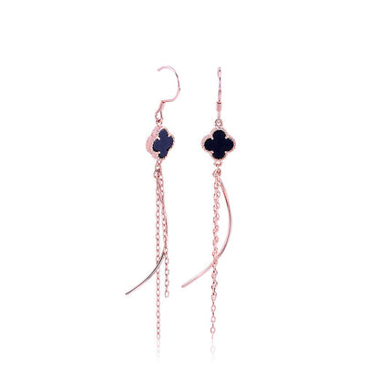 Rose Gold Floral Crescent Earrings
