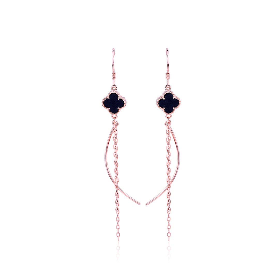 Rose Gold Floral Crescent Earrings