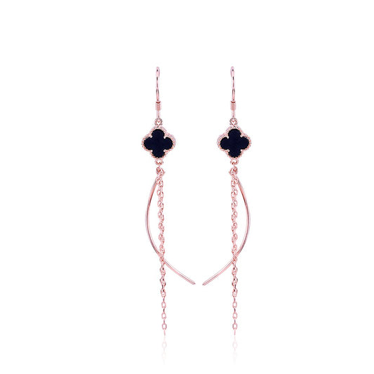 Rose Gold Floral Crescent Earrings