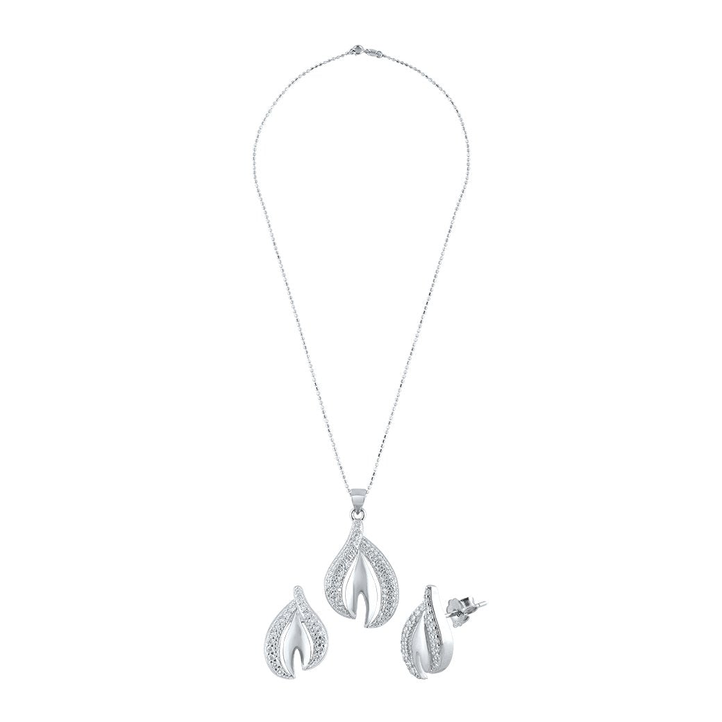 Silver Luminous Leaf Set with Ball Chain