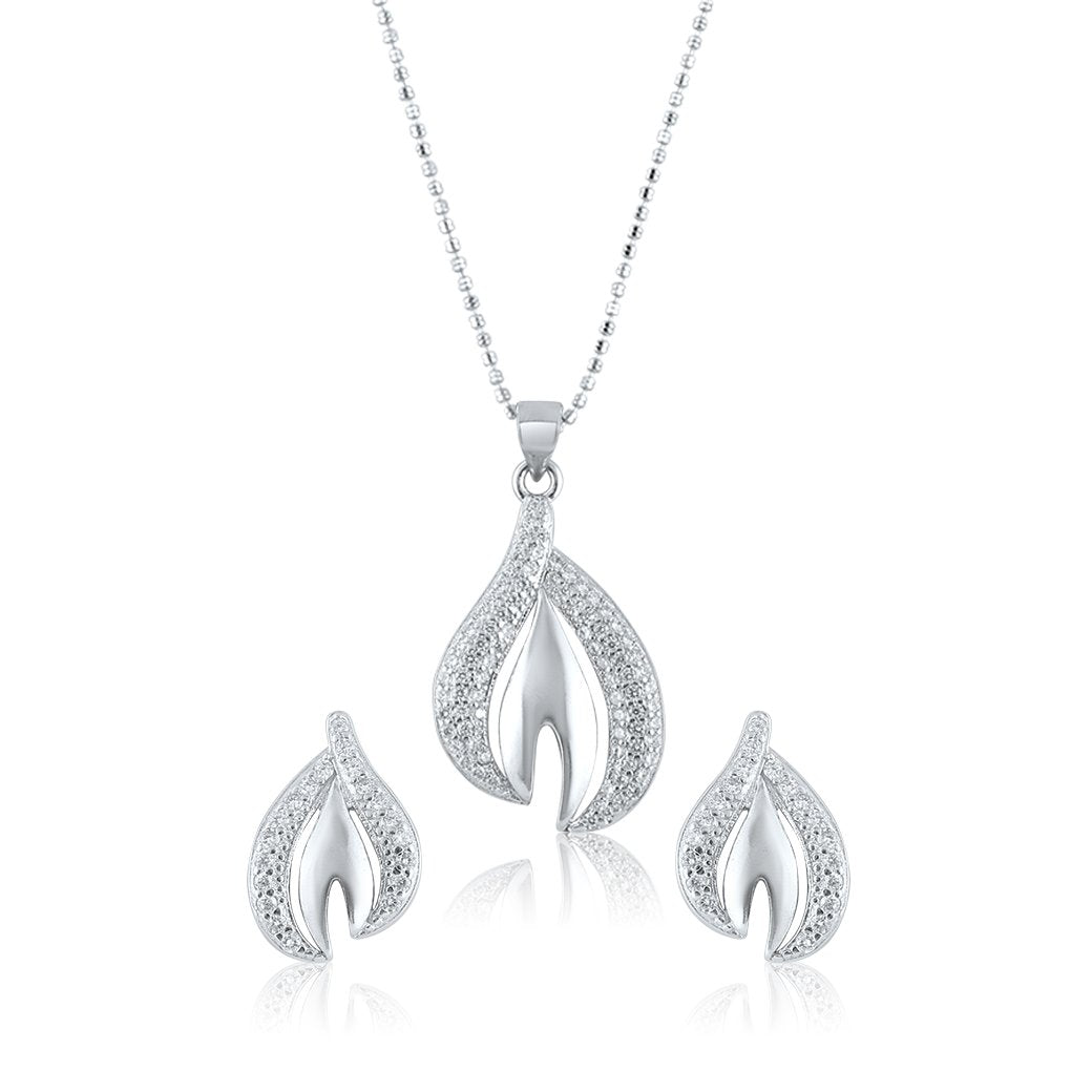 Silver Luminous Leaf Set with Ball Chain