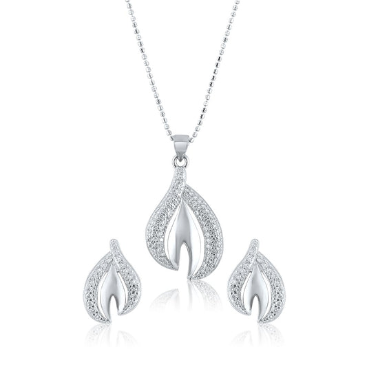 Silver Luminous Leaf Set with Ball Chain