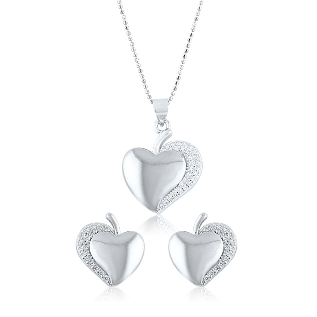 Silver Apple Cut Set with Ball Chain