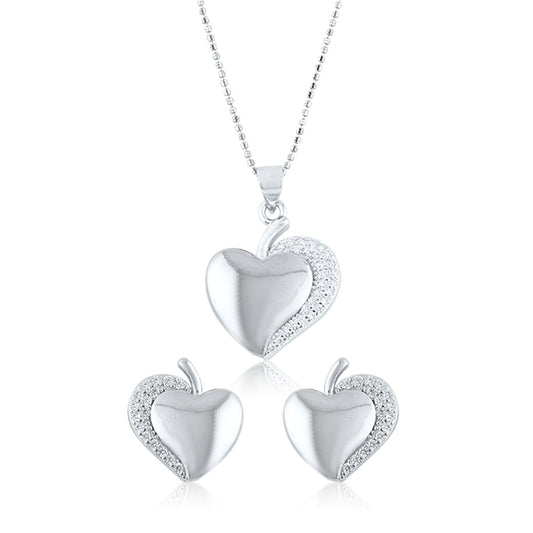 Silver Apple Cut Set with Ball Chain
